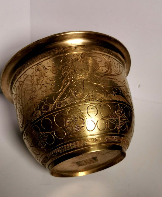 Antique Solid Brass Dragon Pot
