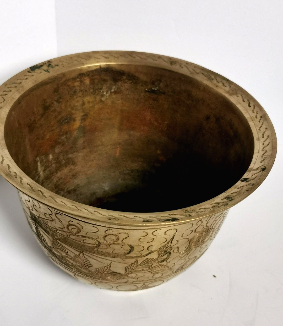 Antique Solid Brass Dragon Pot