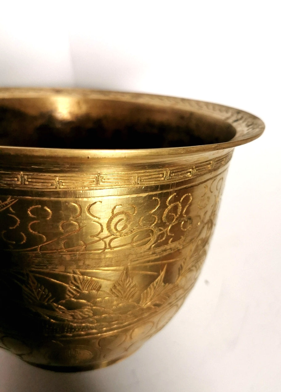Antique Solid Brass Dragon Pot